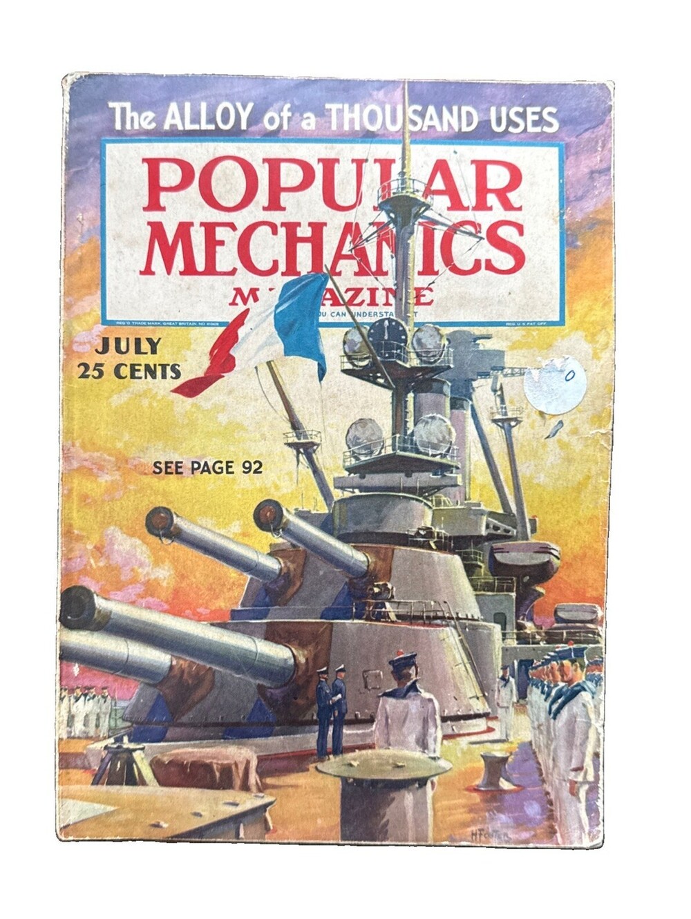 Popular Mechanics July 1936 The Alloy Of A Thousand Uses Battleship Read Desc.